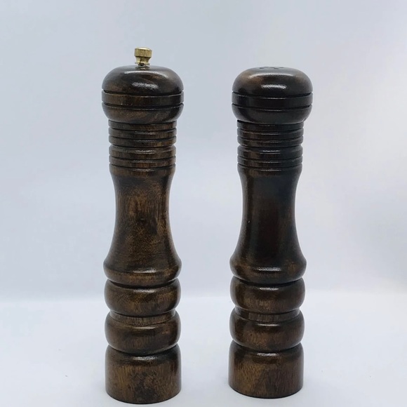 Vintage 1982 Himark Wooden Salt Shaker and Peppermill Set 7" Tall w/Box Taiwan - Picture 2 of 12